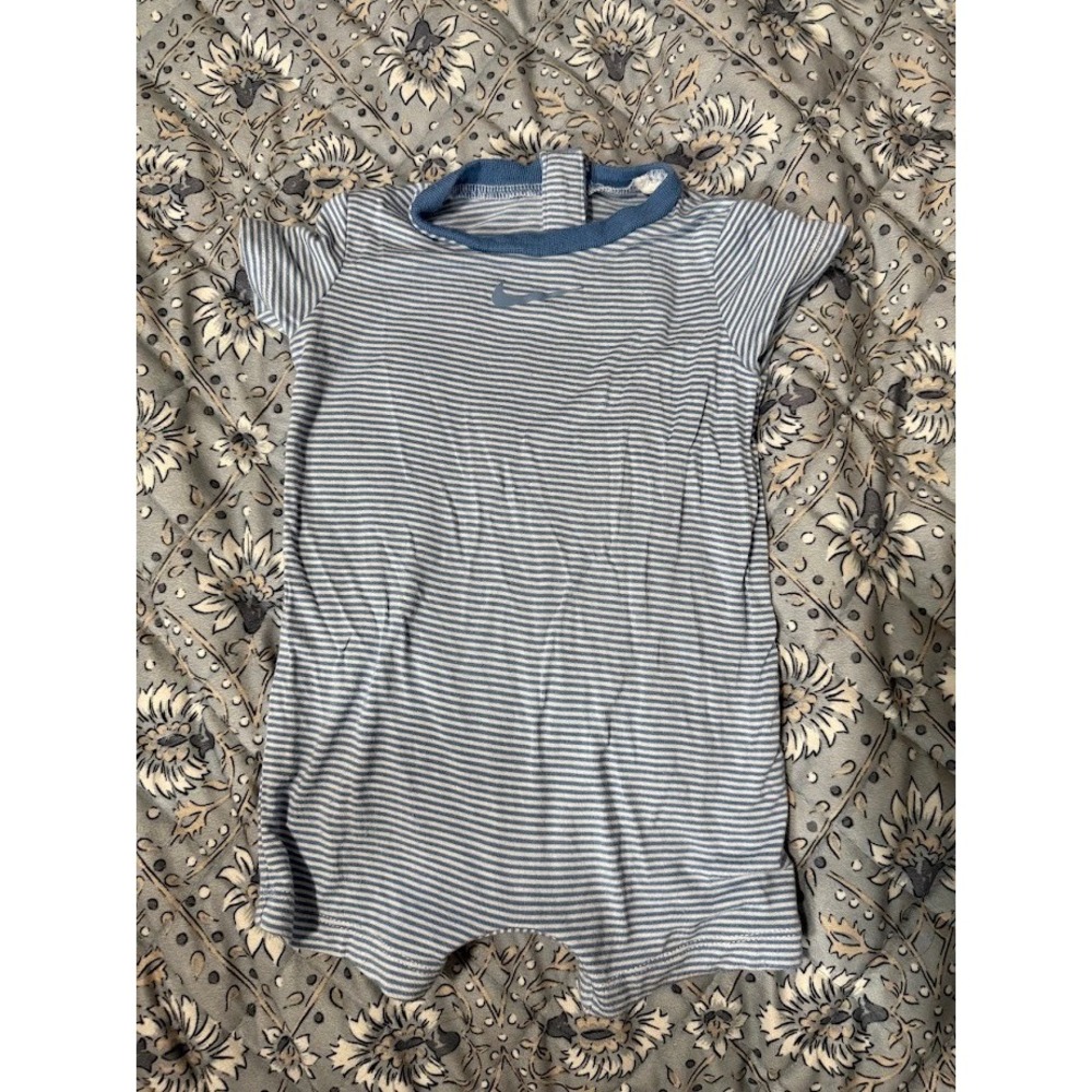 Nike Baby Boy Blue White Striped Short‎ Sleeve Romper Size 3M One Piece